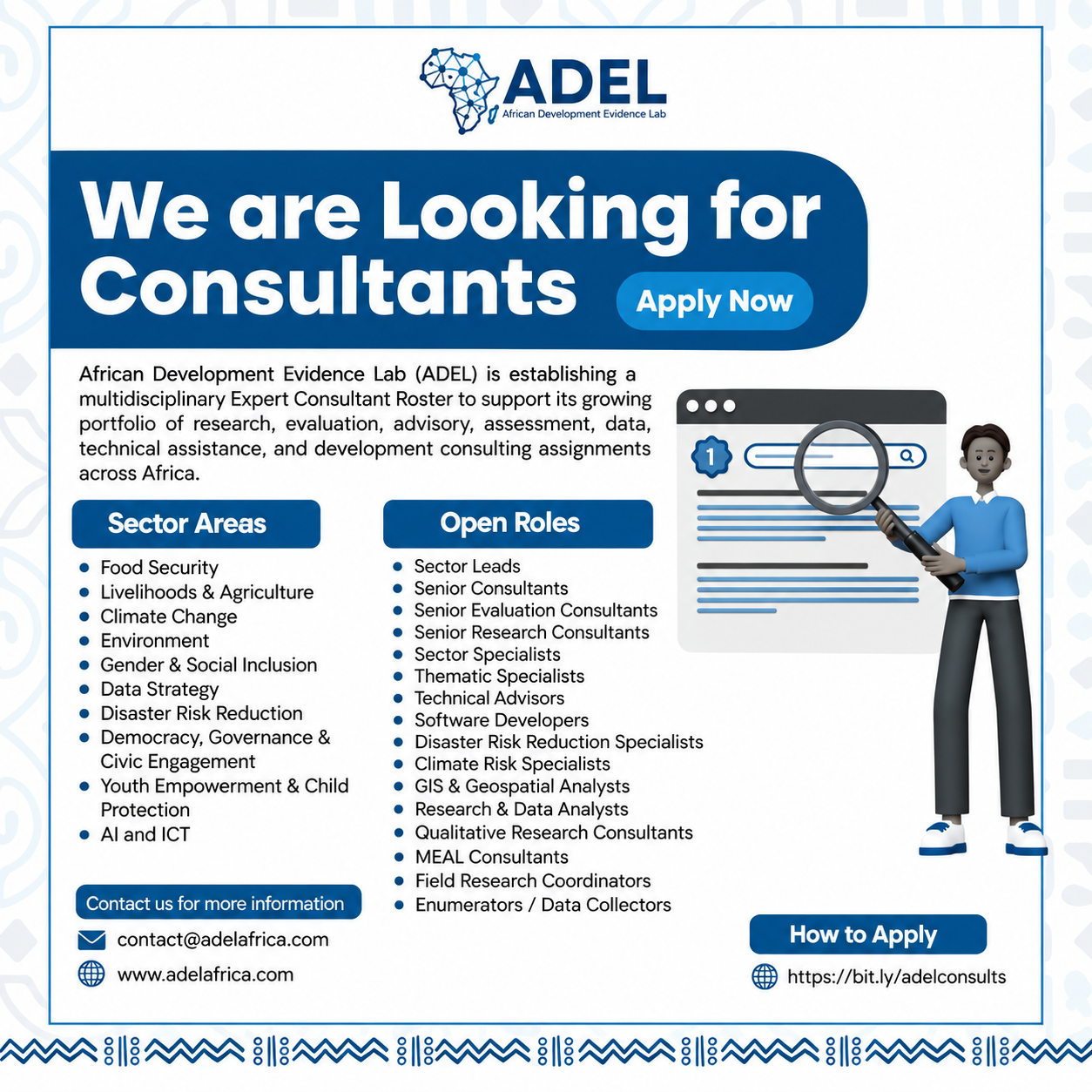 Field Researchers, Enumerators and Data Collectors Nationwide Recruitment at African Development Evidence Lab (ADEL) 2026