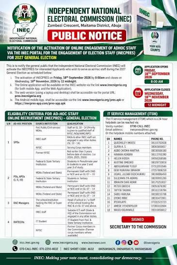 How to Apply for the INEC Ad Hoc Staff Recruitment 2027