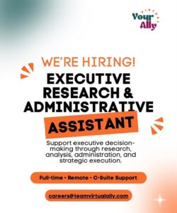 Remote Executive Research and Administrative Assistant Opportunity at Team Virtually