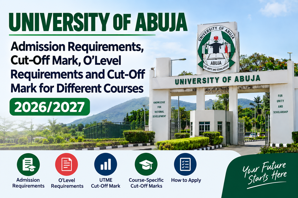 What is the University of Abuja Admission Requirements, Cut-Off Mark, O’Level Requirements and Cut-Off Mark for Different Courses 2026/2027